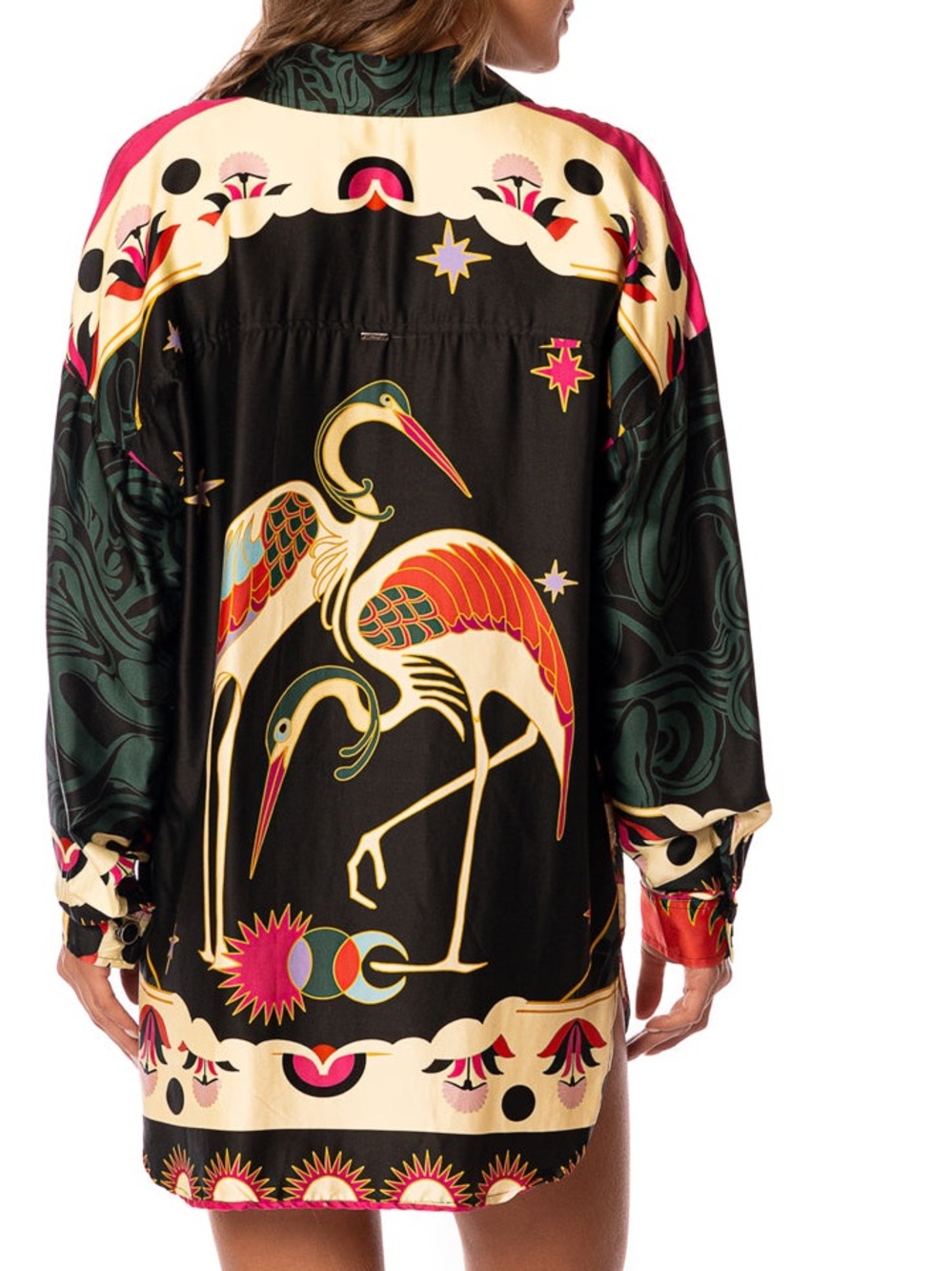 Anthropologie Maaji Flamingo Night Dreambound V Long Shirt